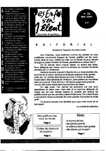 Le numéro 39 (mai 2001) du journal Des Enfants S'en Mêlent, rédigé par les élèves de l'école des Charmes.