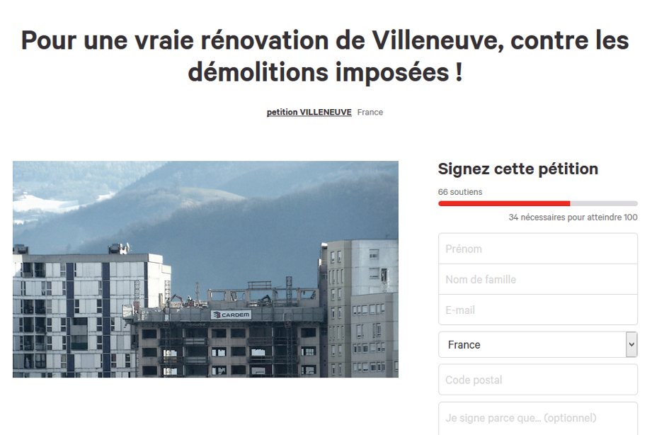 Une pétition contre les démolitions