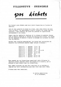 Tract annonçant la mise en place de containers pour ramasser les déchets (non-daté, sans doute en 1975, archives municipales de Grenoble)