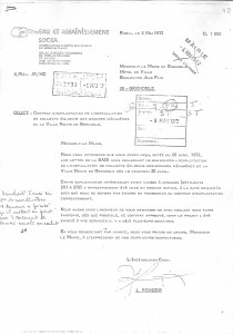 Courrier de la société Socea attestant de la mise en service du système de collecte le 28 avril 1972. (archives municipales de Grenoble)