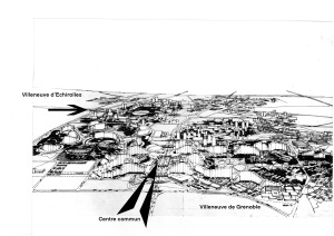 Dessin des Villeneuves de Grenoble et d’Échirolles, telles qu'elles ont été conçues. (archives Jean-François Parent) 