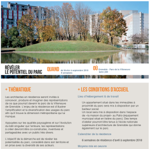 L'appel à candidatures de la résidence d'architectes.