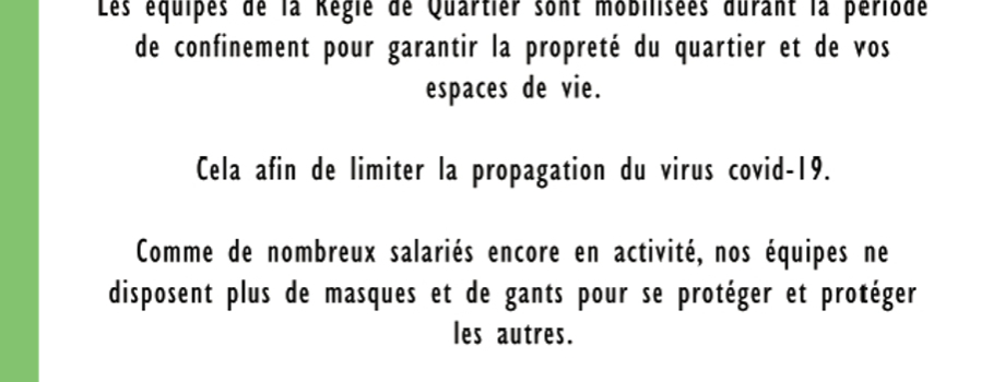 La Régie appelle à la solidarité des habitants pour la fabrication de masques