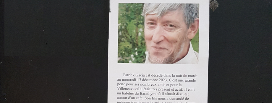 Mort de Patrick Gacia, habitant du quartier